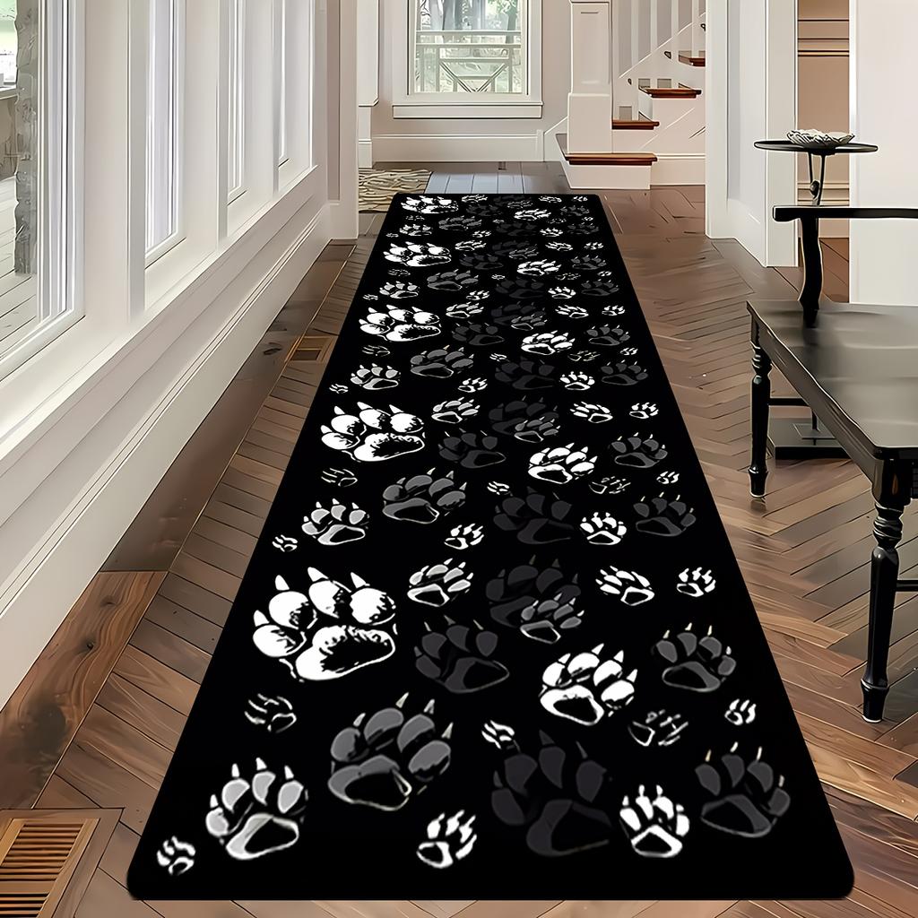 Animal Footprint Sharp Paw Print Carpet Doormat Kitchen Rug Runner Rug Black Living Room Carpet Bedroom Carpet Home Decor