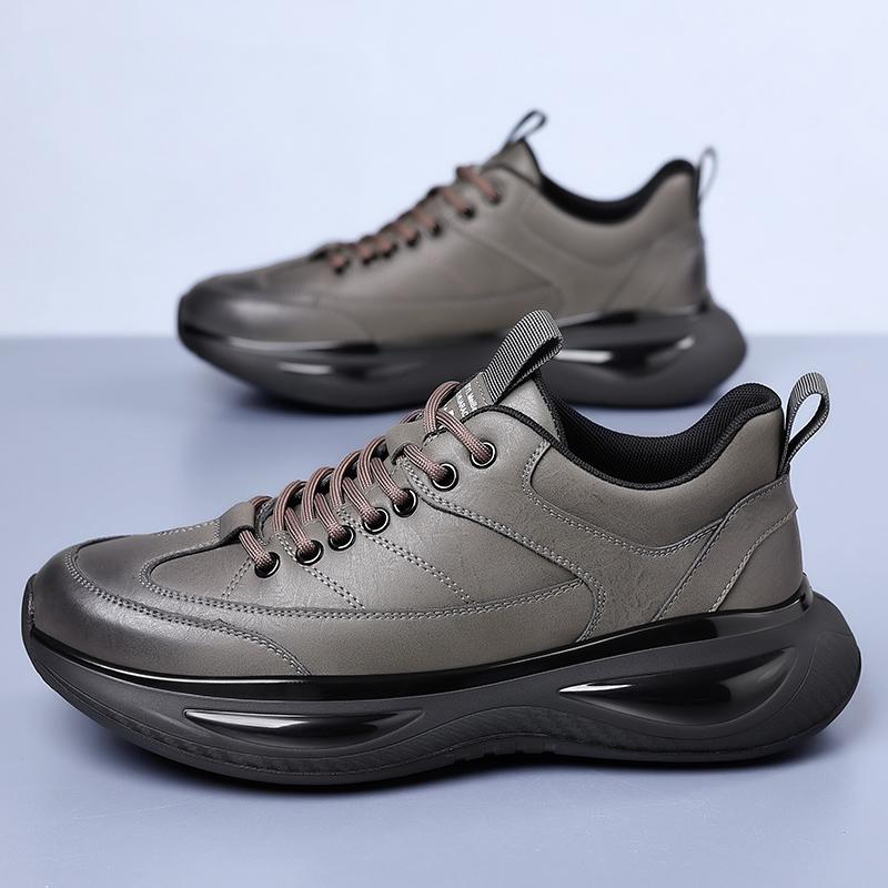 Fashion High Quality Brand Breathable Sports Shoes Versatile Black Men's Leather Casual Shoes Thick Soled Outdoor Men's Hiking Shoes