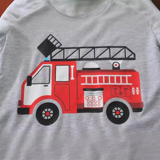 2 шт./комплект детский костюм с верхом и брюками, мультяшный рисунок грузовика, пижама с круглым вырезом, короткий рукав, летний наряд, унисекс, повседневная домашняя одежда