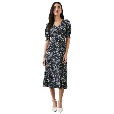 Женское/женское платье миди с гофрированными манжетами Dorothy Perkins и принтом Ditsy Petite