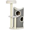 PawHut Cat Tree with Cat Bed and Cat Scratching Post, 60 Cm X 44.5 Cm X 109 Cm, Gray + Natural + White