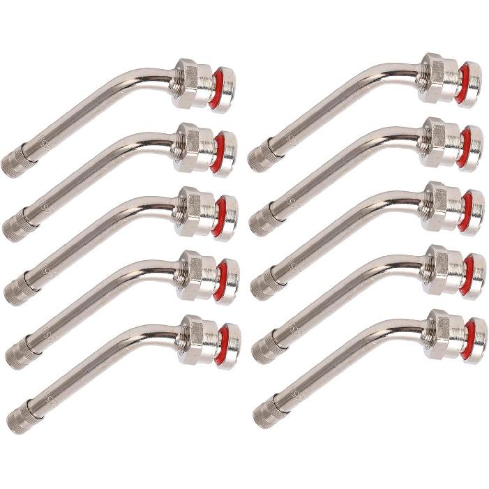 TR545D Truck Valve Stem - (Pack Of 10) 60 Degree Bend Valve Stem, Truck Tire Valve Stems Compatible With Alcoa Aluminum Wheels (22.5" And 24.5")