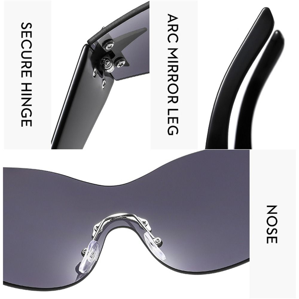 Piece 2000'S Punk Goggle Rimless Y2K Sunglasses for Women Men Shades Sports Sun Glasses Wrap Around
