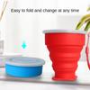Portable Travel Silicone Folding Adjustable Cup with Lid Travel Foldable Cup Water Cup Que Bottle Gargle Cup