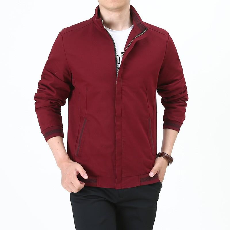 Cotton Stand-up Collar Men's Jacket Spring and Autumn Top Loose Large Size Jacket Versatile Middle-aged Business Casual Jacket