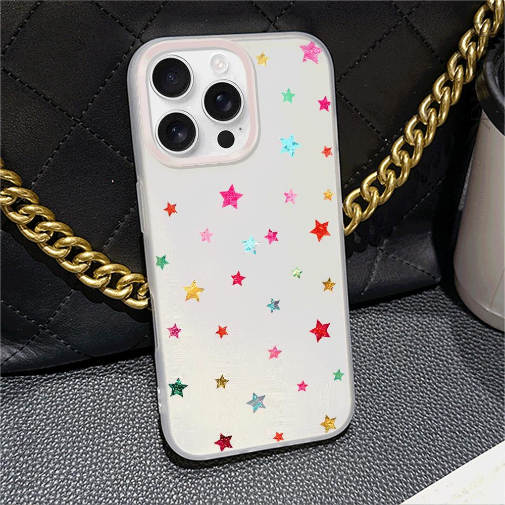 Силиконовый чехол со звездами для iPhone 16/15/14/13/12/11 Pro Max/Mini - Ультратонкий, тонкий, защищающий от царапин и падений, Модный подарок