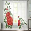 Красные розы, красивые прозрачные оконные шторы для гостиной, спальни, современная вуаль, тюлевые шторы, тканевые шторы для кухни
