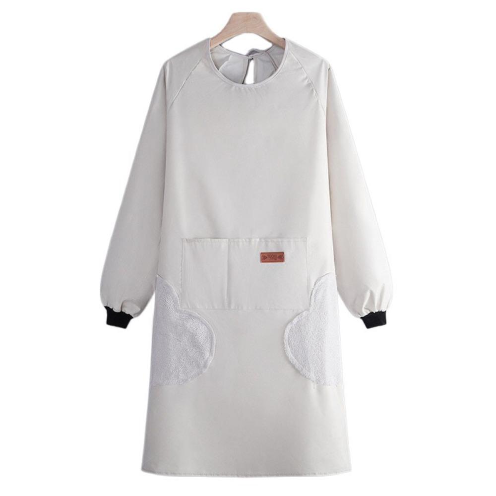 Functional Solid Color Kitchen Cooking Apron Long Sleeve Multiple Pockets Household Apron Waterproof Baking Overalls Restaurant