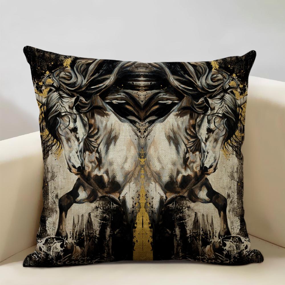 Подушка с фермерскими животными Лошадь 45x45см Льняная наволочка Роскошный домашний декор для дивана Наволочка с двусторонней печатью
