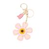 Charm Sunflower Keychain Tassels Flower Bag Pendant Car Keyring PU Leather Key Ring  Men