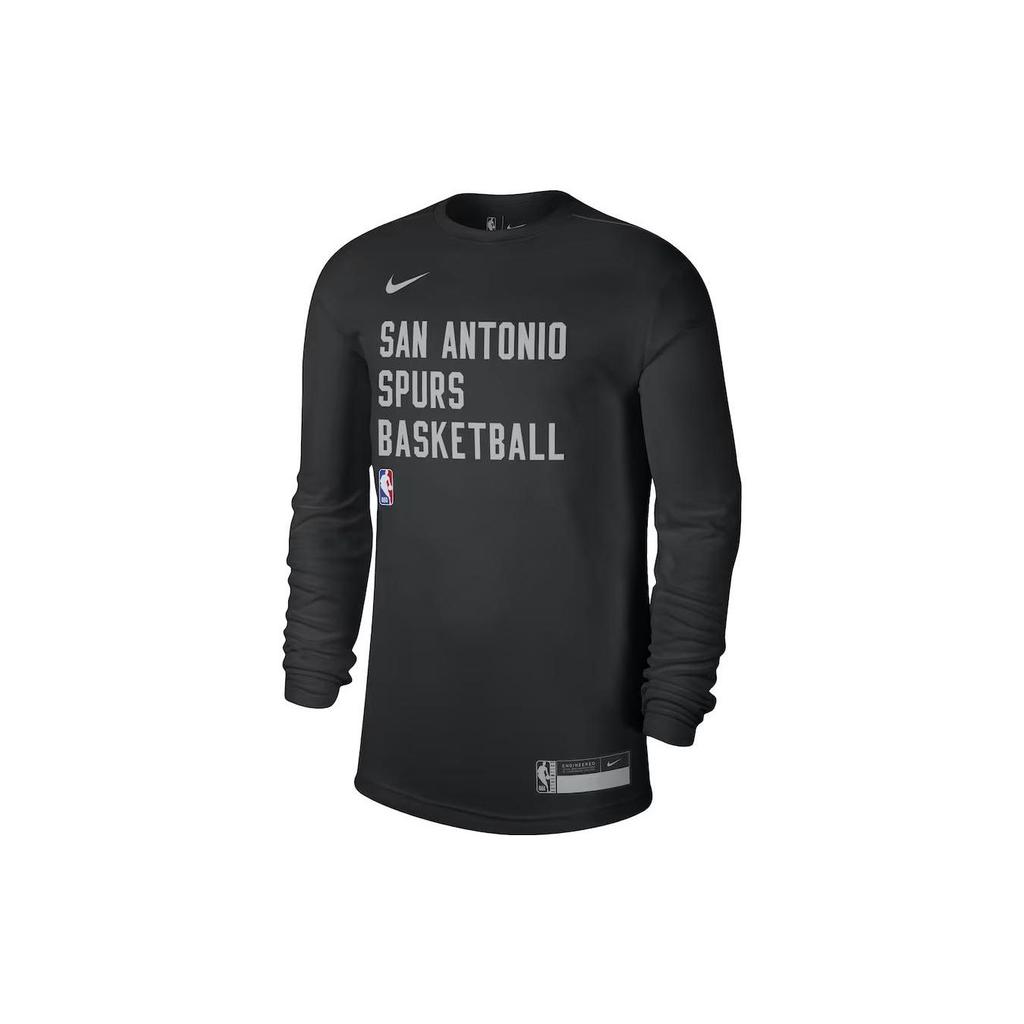 Nike San Antonio Spurs Crew Neck Logo Print Long Sleeve T-Shirt Unisex Tops Black FD9966-010