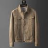 High-Quality Suede Men's Lapel Jacket - Elastic, Light, and Loose-Fit for Autumn and Leisure.