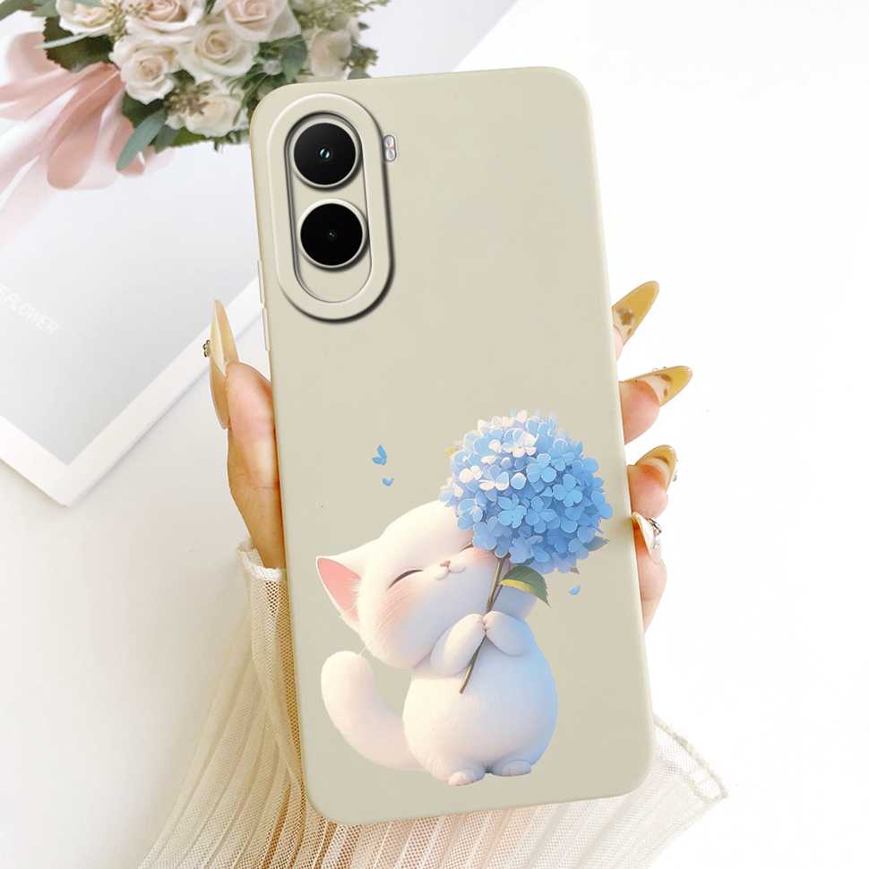 Silicone Case For Xiaomi Poco M7 4G Case Cute Cat Flowers Soft Slim Phone Cases For Xiaomi Poco M7 PocoM7 4G Cover Bumper