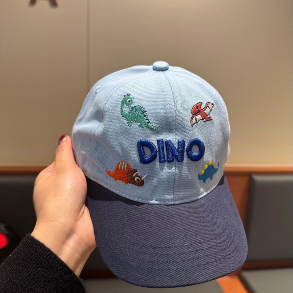 Children's DINO cartoon dinosaur embroidered -block baseball cap, the top choice for boys for daily school wear and cycling