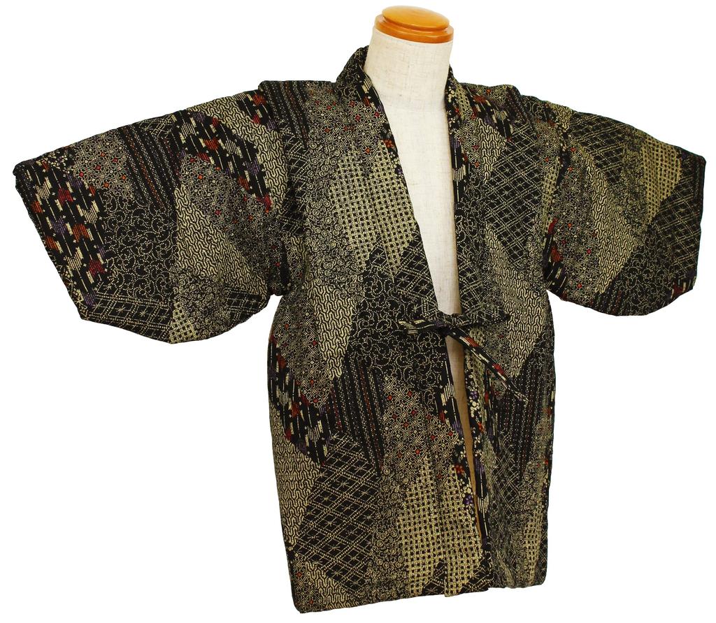 Chanchanko Hanten Hanten, старый стиль ткани, смена черного цвета, размер спинки, сделано в Японии [Warudo] Детский Hakaten, для мальчиков, выкройка, материал, одеяло, 90 см,