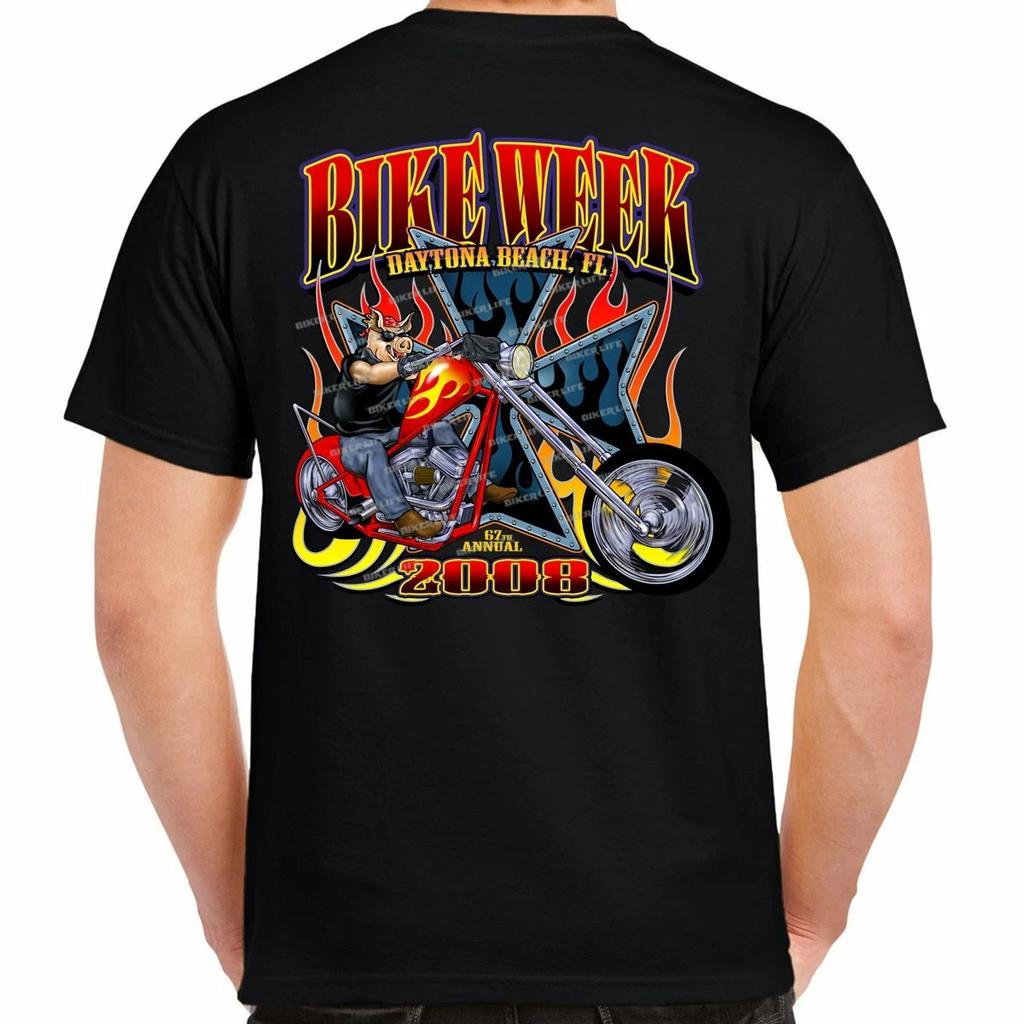 Vintage 2008 Bike Week Vintage Hog Rider Maltese Cross Motorcycle Biker T-Shirt