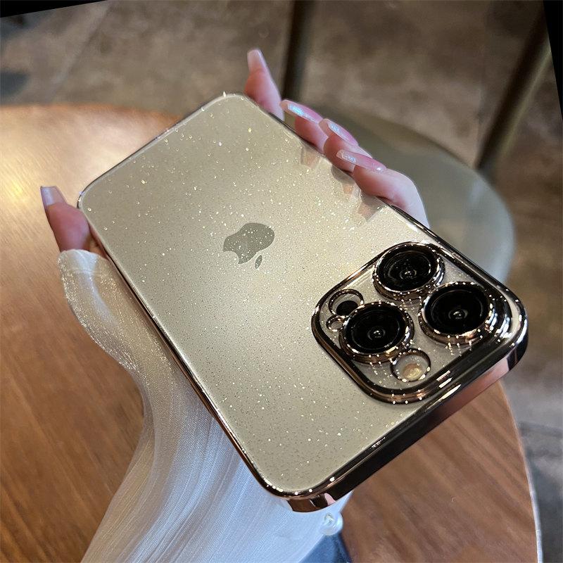 Роскошный гальванизированный блестящий чехол для телефона iPhone 11 12 13 14 15 16 Pro Max Plus Ultra прозрачный бампер противоударные чехлы крышка