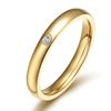 Stainless Steel Rings Rose Gold/ Gold /black Simple One Zircon Engagement Ring Jewelry Rings for  Party Wedding