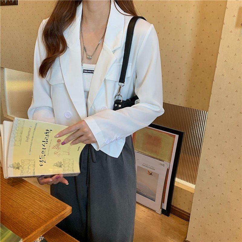 Костюм Пальто Женский Весенне-Осенний Новый Корейский Модный Короткий Пальто Женский Модный Повседневный Блейзер Куртка