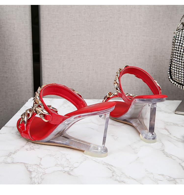 Серия 1098, туфли на танкетке и платформе, см, каблук см, женские простые прозрачные туфли с цепочкой и цепочкой, LFD