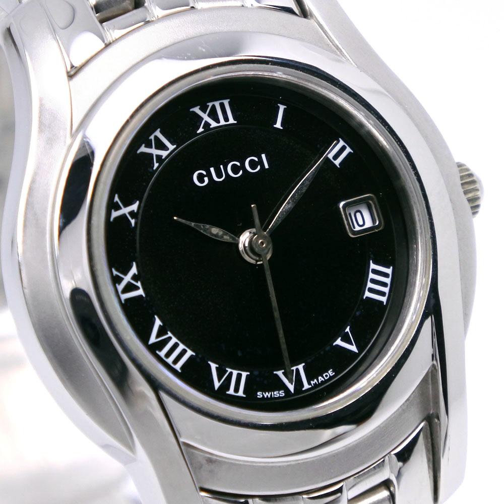 GUCCI Watches 5500L blackDial Stainless Steel Quartz Analog display Women Used