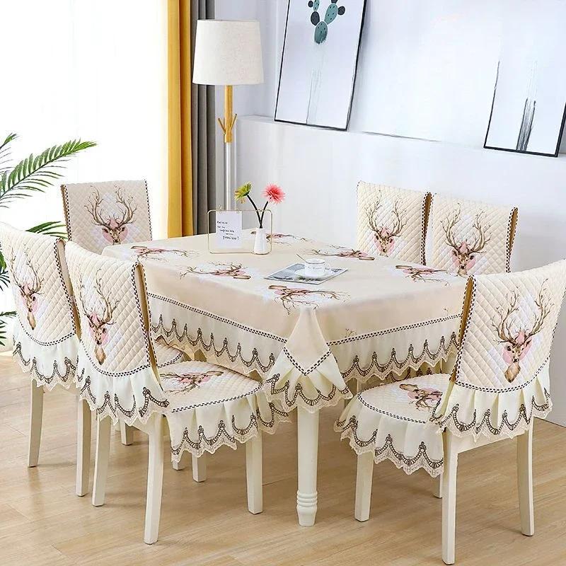 Кружевной однотонный чехол на стул в европейском стиле, чехол на обеденный стол и табурет, ткань для домашнего обеденного стола, ткань на спинку стула