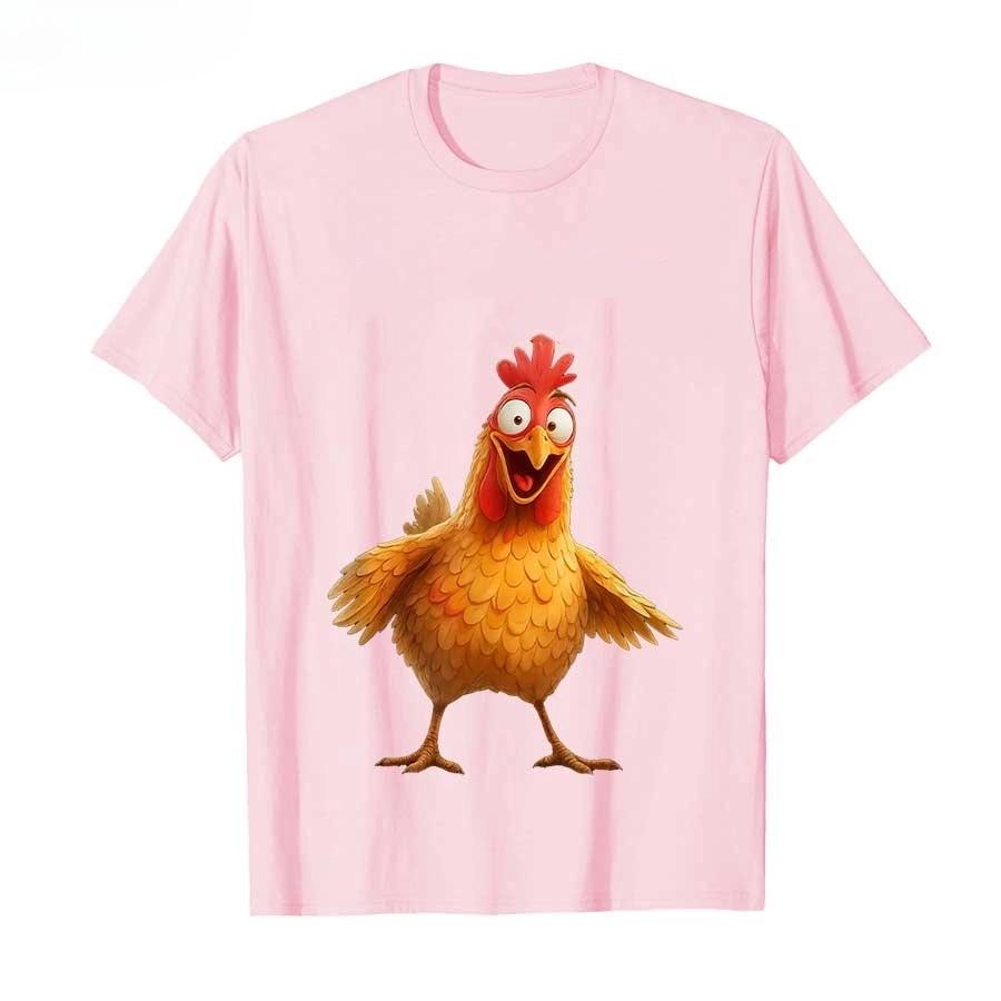 Men's funny adult humorous rooster pattern printed 100% pure cotton short-sleeved T-shirt, funny element clothing top