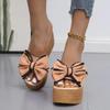2024 Hot Seller Women Slippers Fashion Toe Summer Shoes Butterfly-knot High Heels Women Slides Platform Wedges Ladies Women Shoe