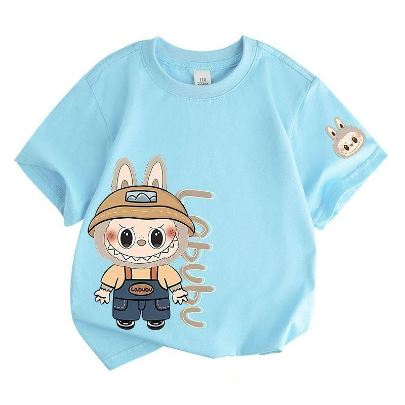 LABU Letter Elf Cartoon Graphic Printed T-shirt Kids and Women Tees Top Summer Casual Men's Unisex Short Sleeve Clothing