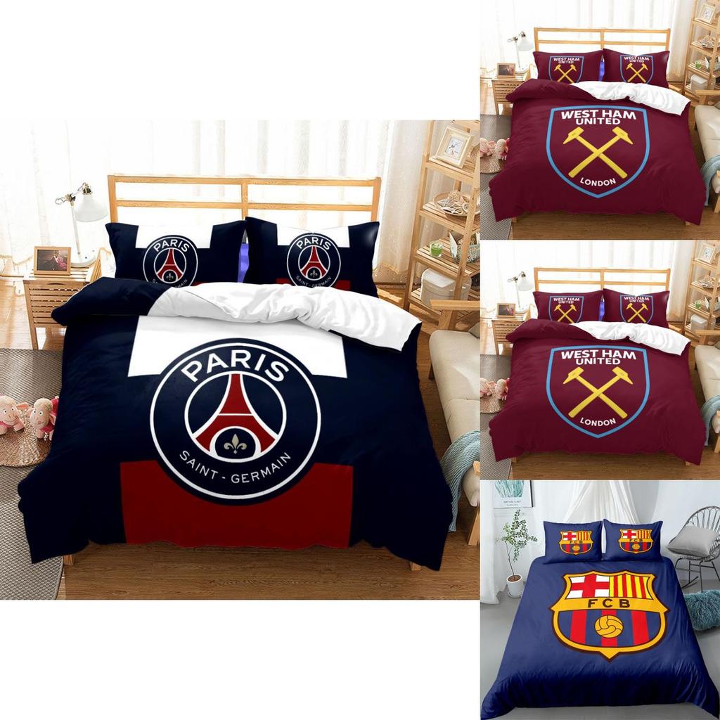 Логотип футбольной команды Двуспальный 3-предметный постельный комплект - удобный, грязеотталкивающий домашний текстиль