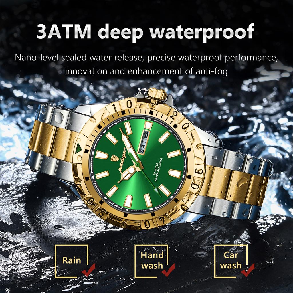 Fashion Mens Gold Stainless Steel Watches Luxury Minimalist Quartz Wrist Watch Men Business Casual Calendar Watch