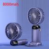 5000/8000mAh Portable Fan with Smart LED Digital Display 5 Speed Adjustable USB Rechargeable Mini Handheld Neck Fan