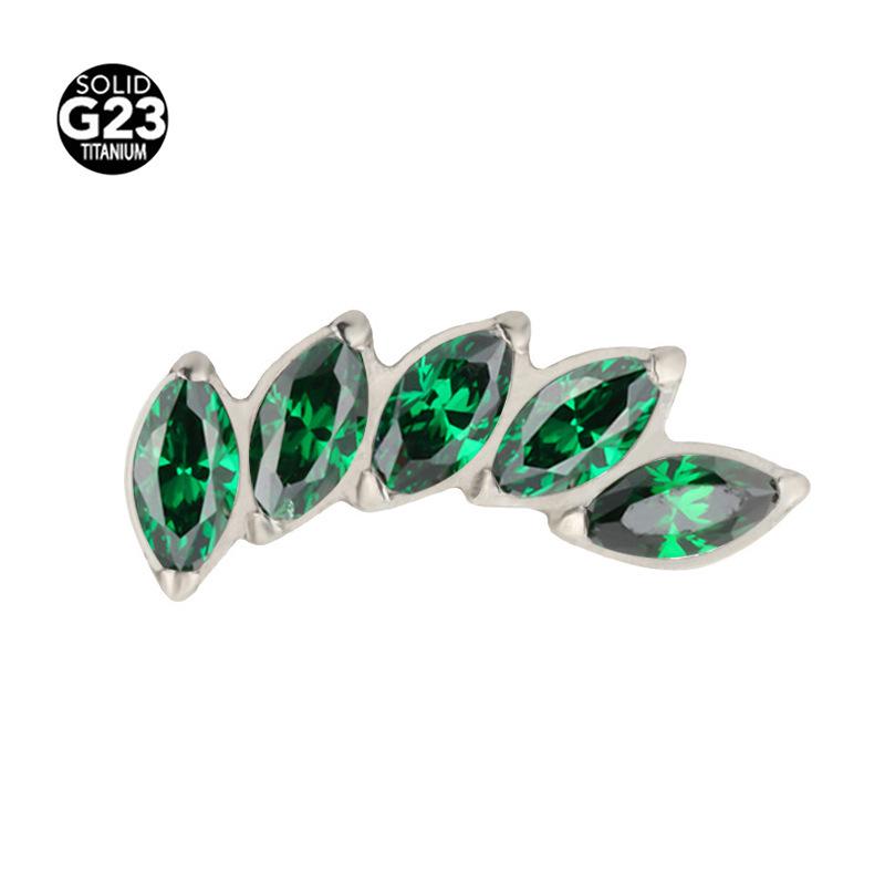 Серьги-пусеты из разноцветного циркония «Маркиза» – F-136 Титановый сплав для пирсинга губы и хряща уха.