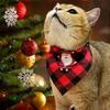 2pcs New Adjustable Christmas Pet Triangle Scarf Plaid Dog Bib Dog Bandanas Reversible Scarves