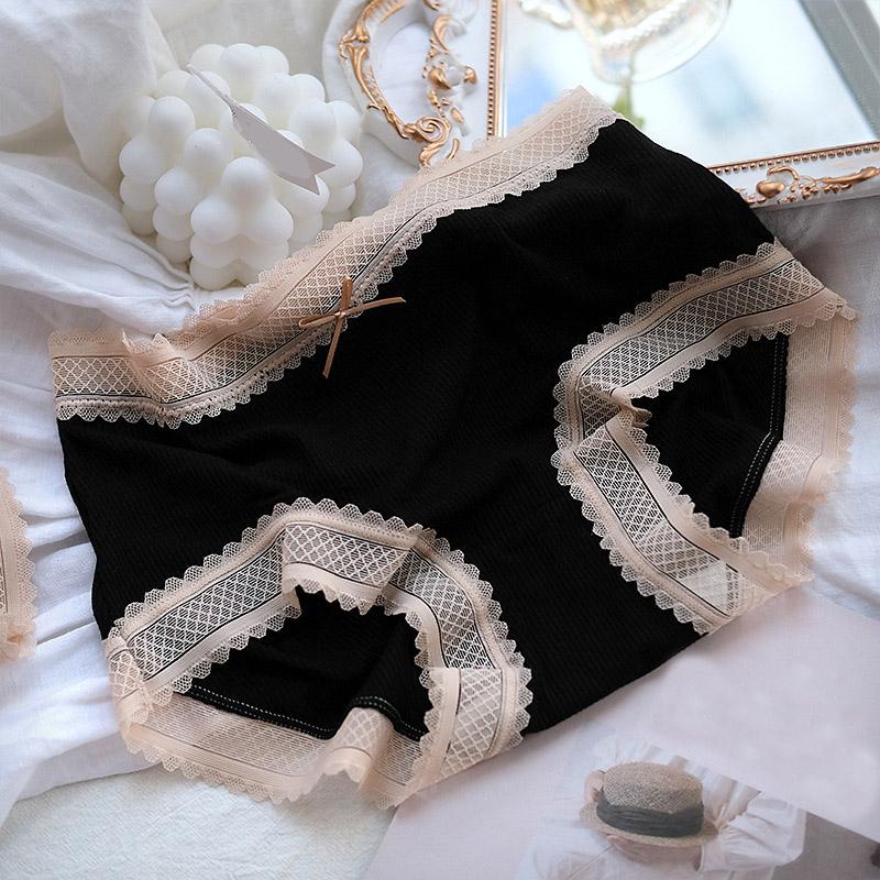 Нитка Хлопок Девушка Милая Кружевная Край Средняя Талия Удобный Бюстгальтер Эластичный Треугольник Нижнее Белье