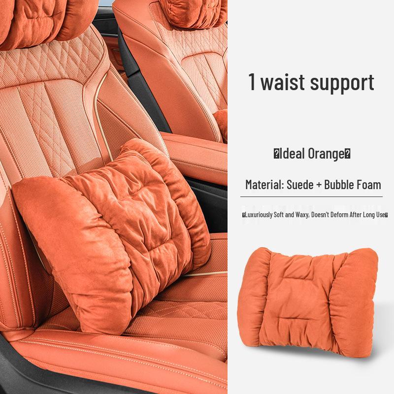 Роскошный зимний замшевый подголовник для автомобиля: Плюшевая подушка для поддержки поясницы и шеи