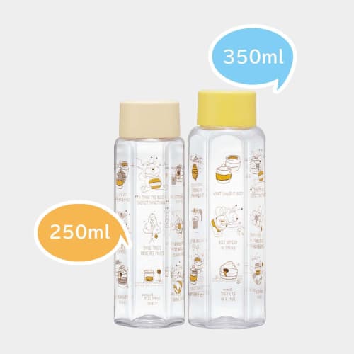 Skater Easy-to-Grip Hexagonal Plastic Water Bottle, 350ml, Blow-Drop Design, for Adults and Kids, Direct Drinking, Clear, Disney Winnie the Pooh Desig