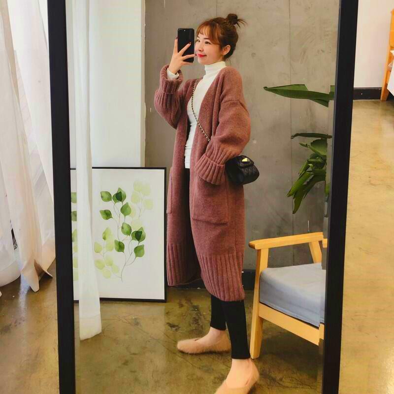 Sweater Cardigan Female Korean Spring Autumn Sweater Coat Women Loose Medium Length Versatile Knitted Cardigan