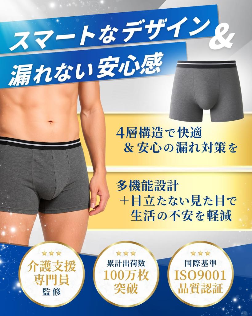 AMERIO Недержание с и Дизайн 2 Мужских Трусов, Абсорбирующие, Прокладки, Спереди Открывающиеся (XL, Трусы)