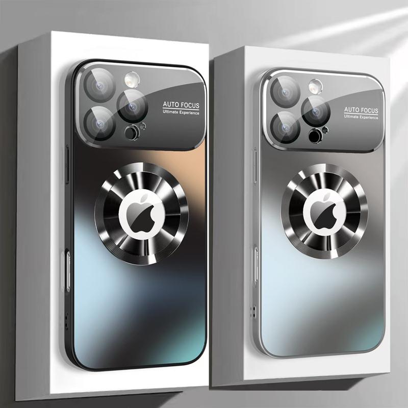 Luxury Glass Camera Lens For Magesafe Magnetic Wireless Charging Case For iPhone 16 15 13 14 11 12 Pro Max Plus Shockproof Cover