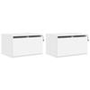 VidaXL Tables de Chevet Murales avec Lumières LED 2 pcs, Armoires de Nuit, Tables de Nuit Chambre, Moderne, Blanc Bois 836827