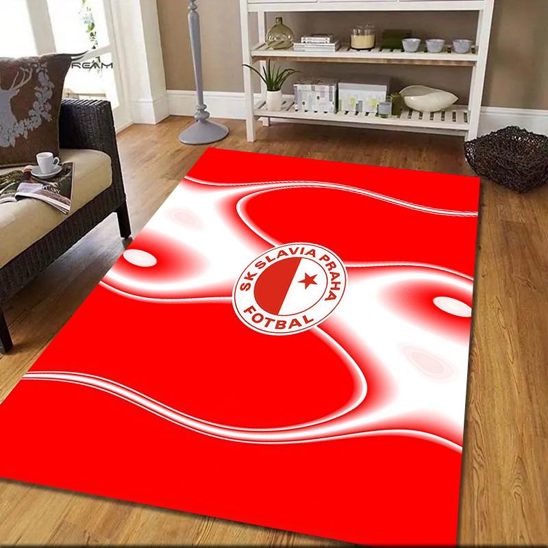 SK Slavia Praha Flannel Pattern Square Carpet,Area Rug,Carpet Rug for Living Room Bedroom Sofa Playroom Decor,Non-slip Floor Mat