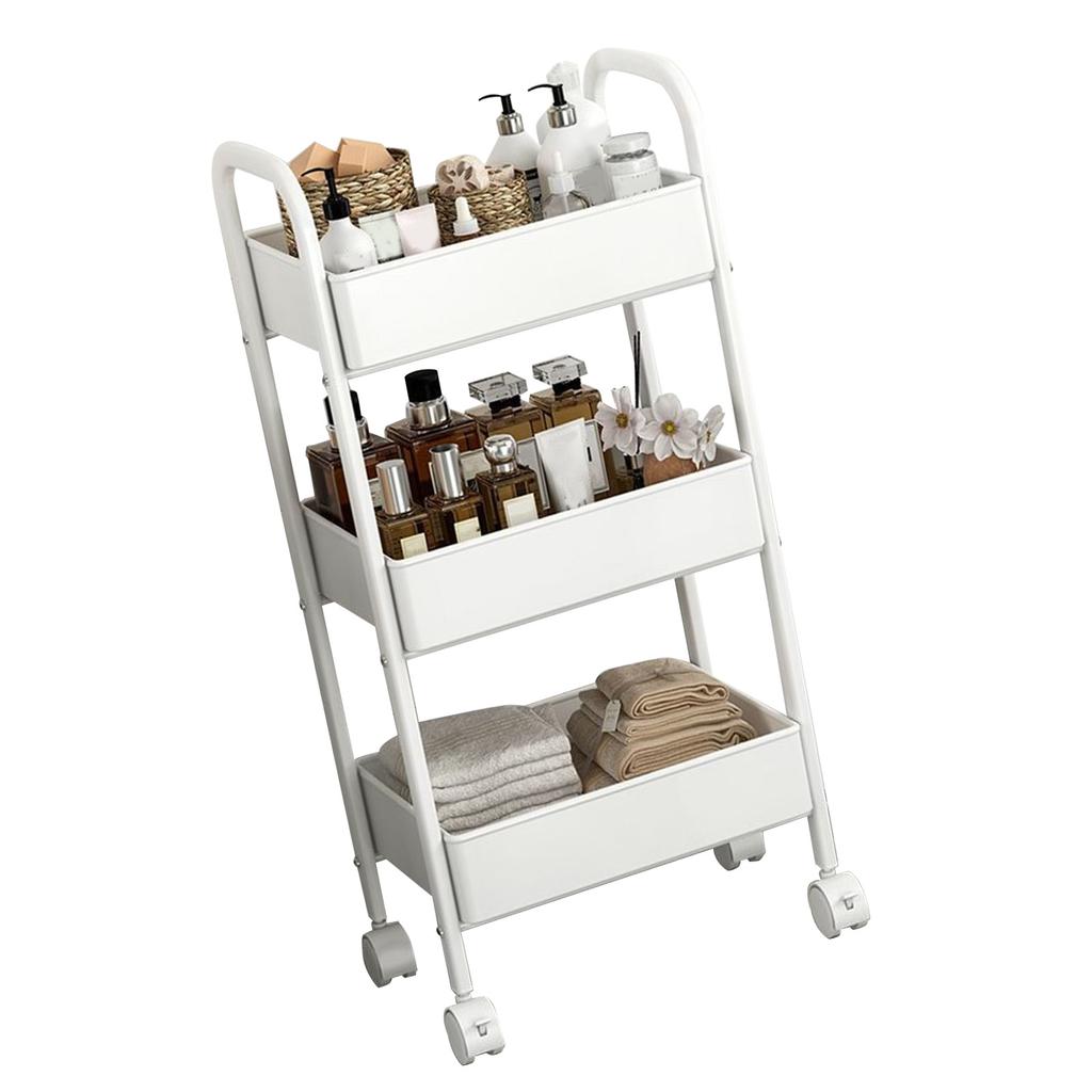 Rolling Utility Cart 3 Tiers Multifunctional Storage Rack with Wheels for Bedroom Kitchen Office Dormitory