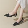 Носите 2025 новые женские летние удобные 100 полые носок ретро стиль остроносые сандалии французские на толстом каблуке