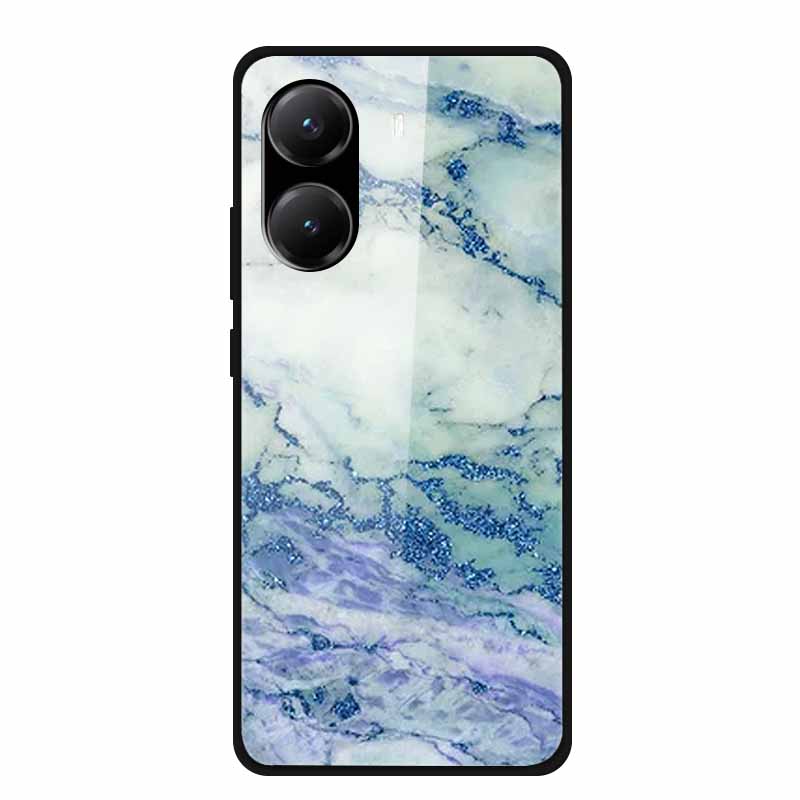 Закаленное Стекло Чехол для Poco X7 Pro Задняя Крышка ПК Жесткие Ударопрочные Чехлы для Xiaomi PocoX7 Pro Funda Мраморная Текстура Модный Coque
