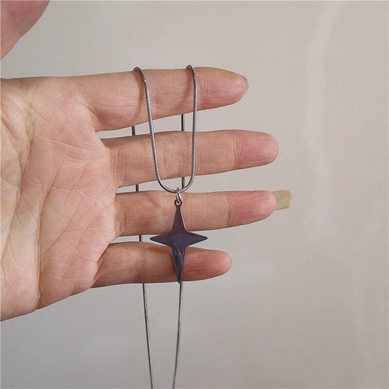 Kpop винтажное ожерелье в стиле панк серебряного цвета со звездой, ожерелье из бисера для мужчин и женщин, уличный хип-хоп, эстетические ювелирные изделия в стиле гранж, аксессуары Y2K