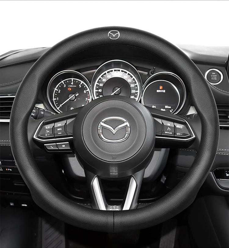 Оплетка на руль из натуральной кожи Mazda: Нескользящий, Влагоотводящий, Ультратонкий, Дышащий, Перфорированный, Универсальный для всех сезонов