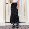 2025 Autumn Dark Green Floral Half-body Fishtail Skirt for Europe America Casual Versatile Outline Graceful Posture