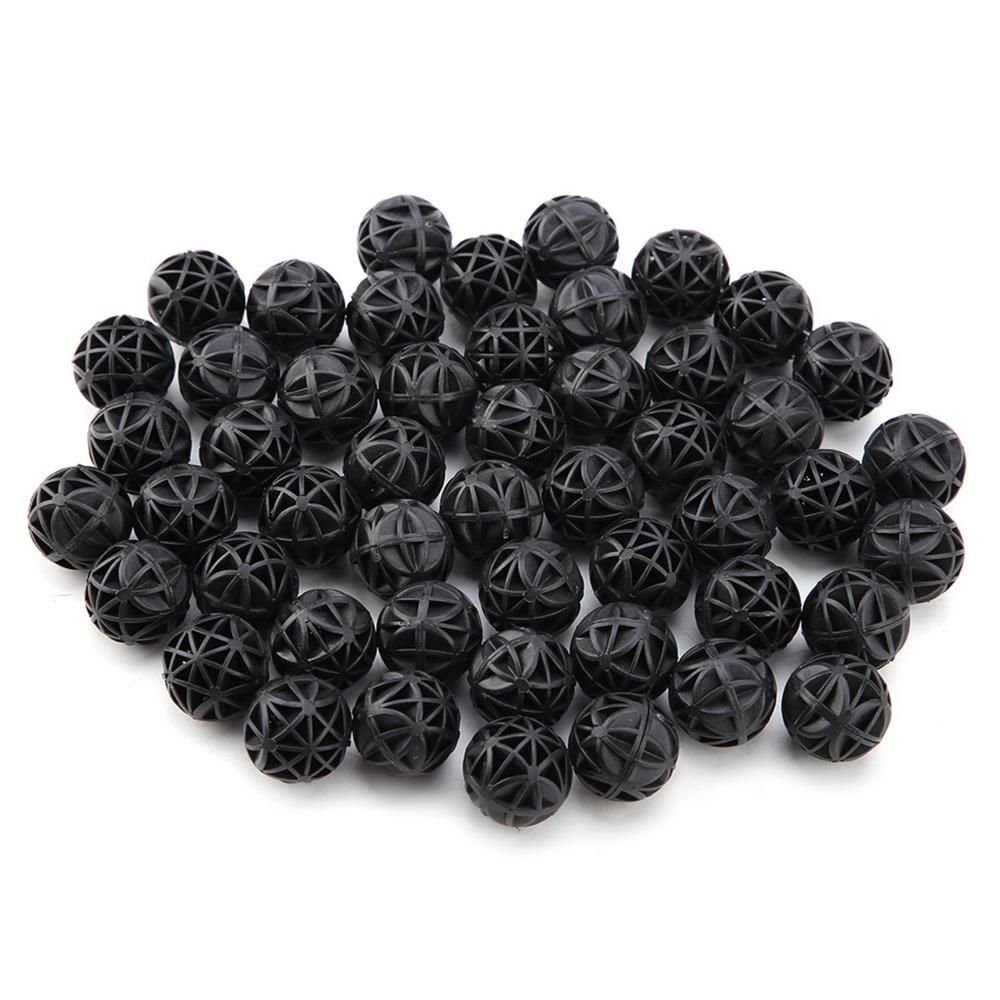 50Pcs Set Durable Black Bio Porous Filter With Sponge 16mm/26mm Aquarium Filter Material Porous Structure Bio Balls Fish Tank