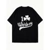 Oversized T Shirt Black I Love Whiskey With Clover Print Casual Streetwear For Women Party And Daily Wear